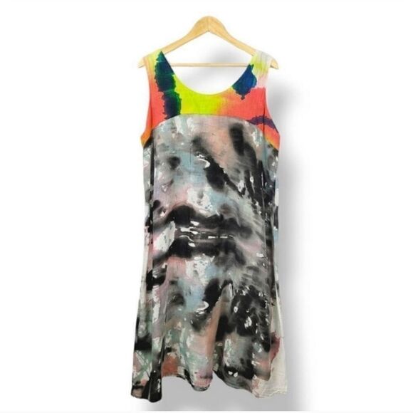 Sucesos Hand Painted One Of A Kind Painter's Palette Sleeveless Tank Dress OSFM - Picture 2 of 9